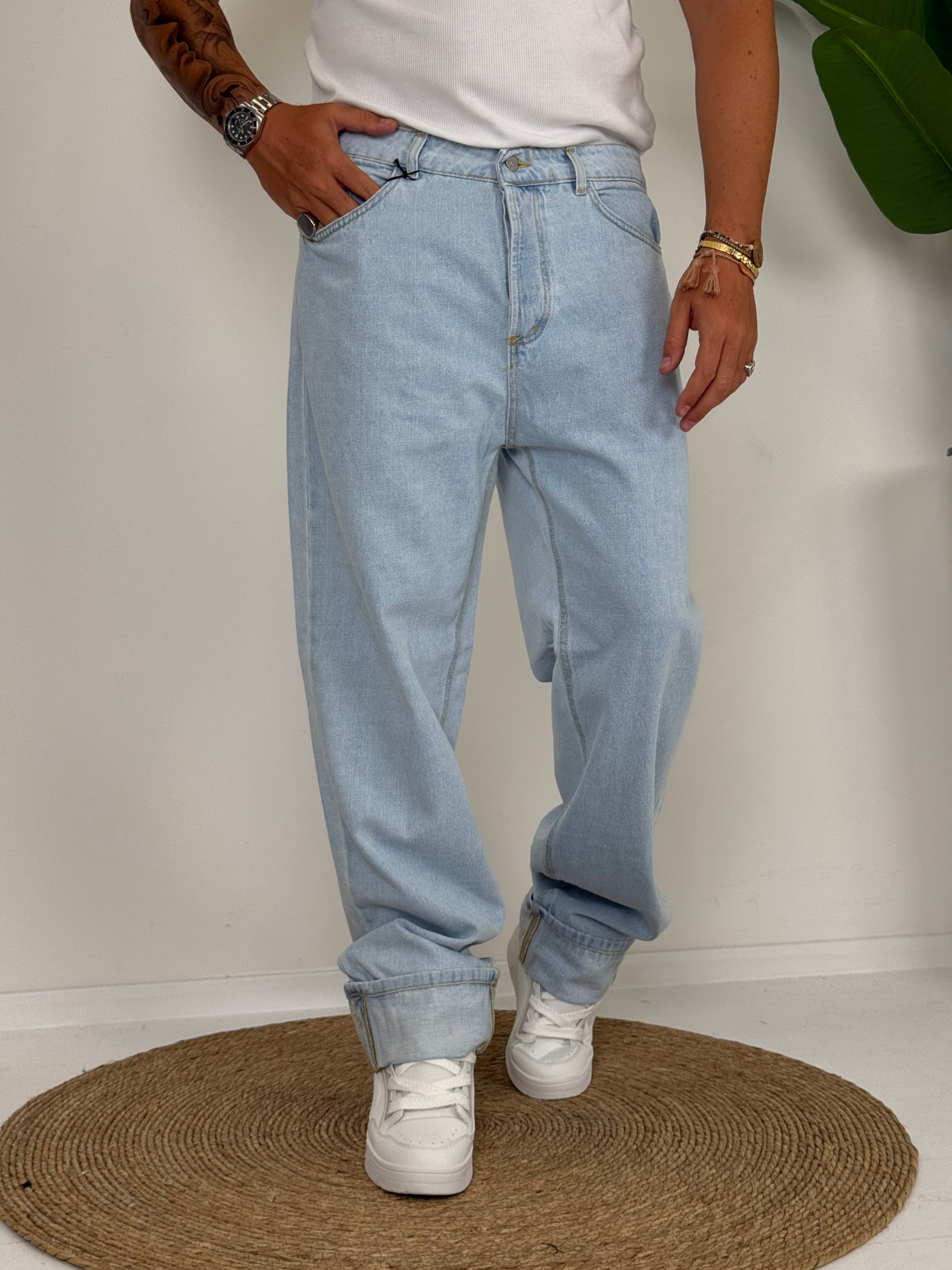 JEANS RISVOLTO AZUL